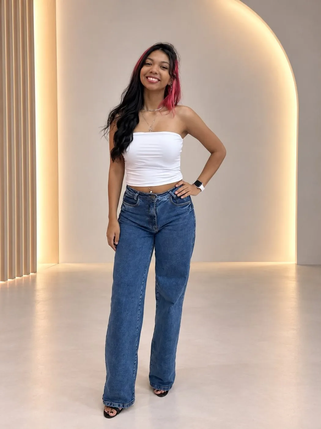Look feminino com cropped e wide leg